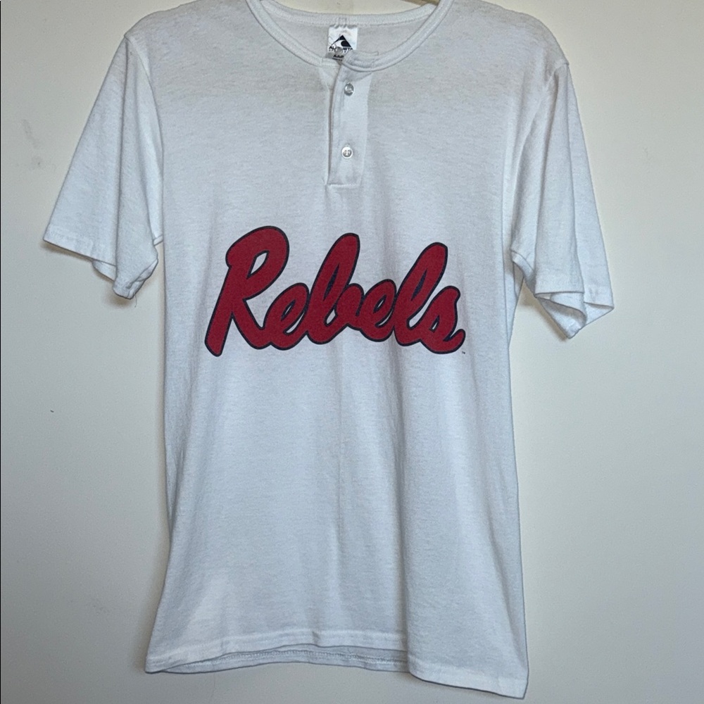 Augusta Sportswear White and Red Henley Tee